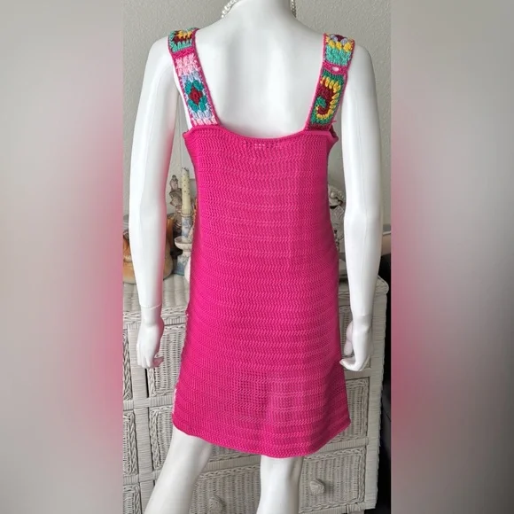 Cotton Emporium Granny Squares Knit Mini Dress in Multi Colored Size Large - Picture 4 of 7